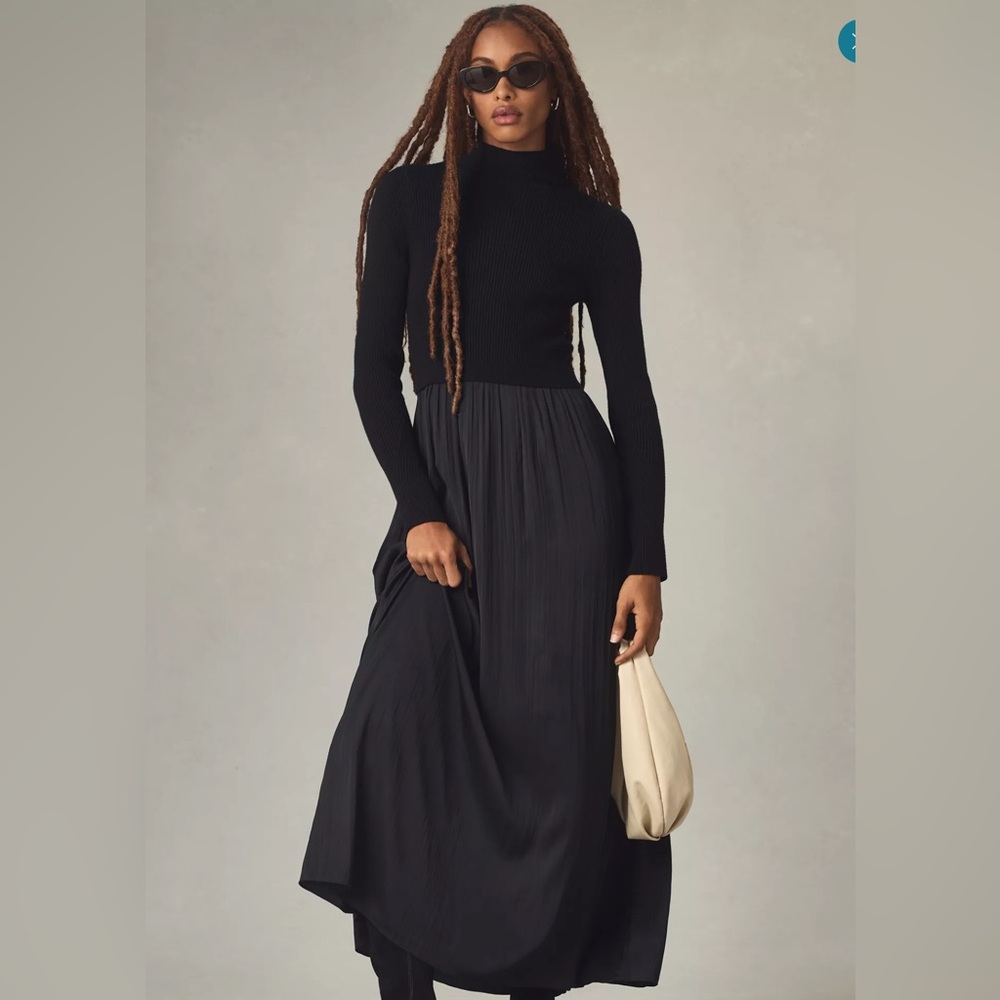 Anthropologie The Thea Long-Sleeve Twofer Maxi Dress